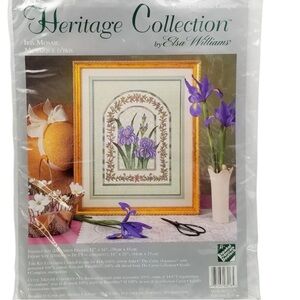 Iris Mosaic Counted Cross Stitch Kit Elsa Williams Embroidery Purple Flowers,